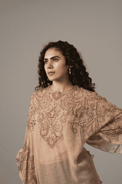 Namrata Joshipura Paisley Print Side Frill Tunic indian designer wear online shopping melange singapore 