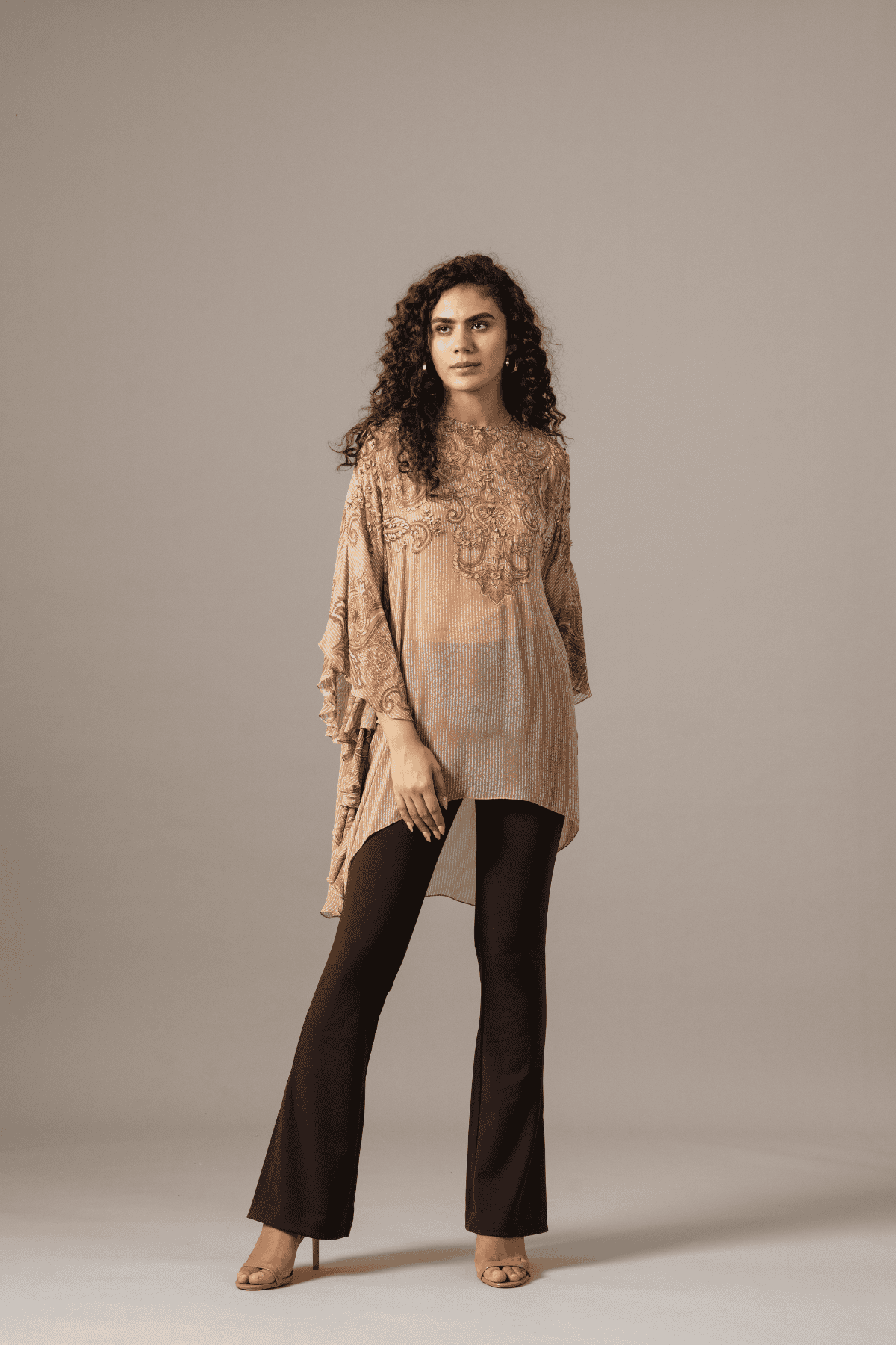 Namrata Joshipura Paisley Print Side Frill Tunic indian designer wear online shopping melange singapore 