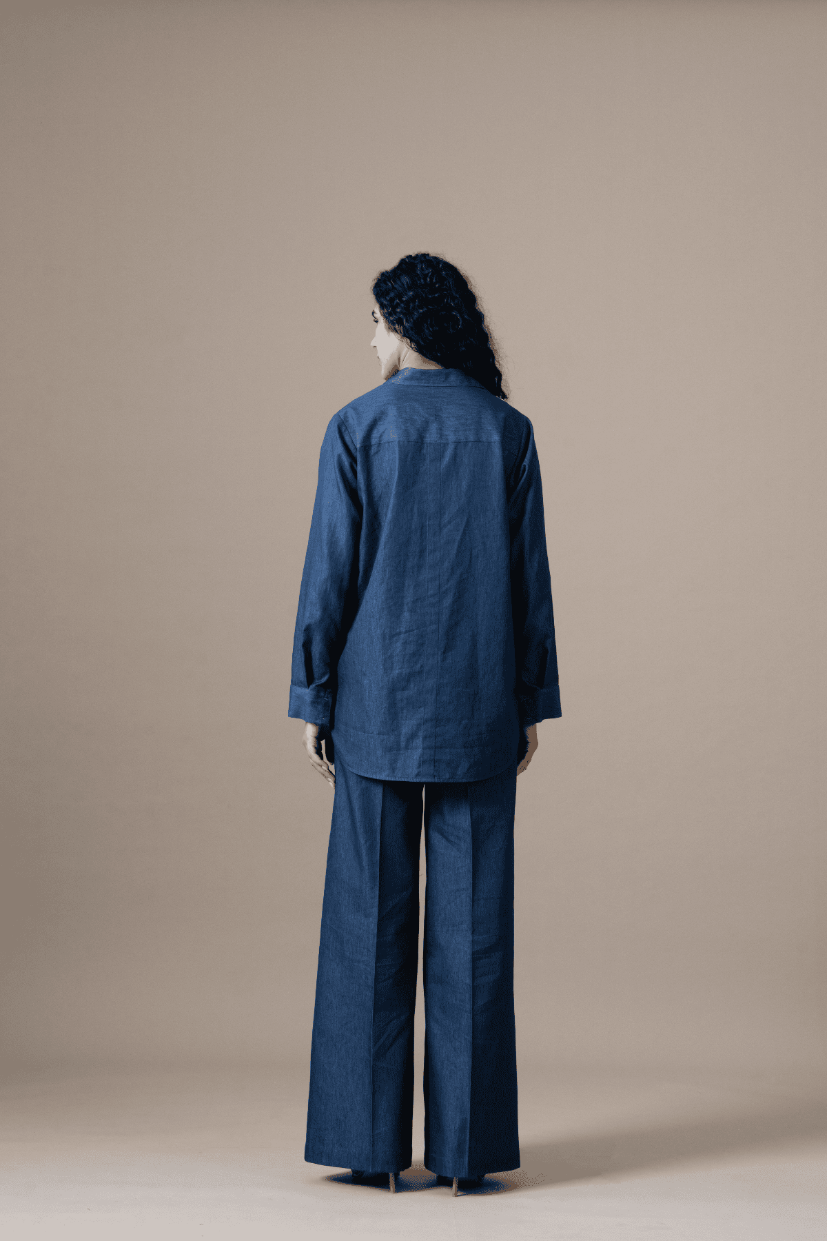 Namrata Joshipura Poppy Flower Emb Shirt Blue indian designer wear online shopping melange singapore 