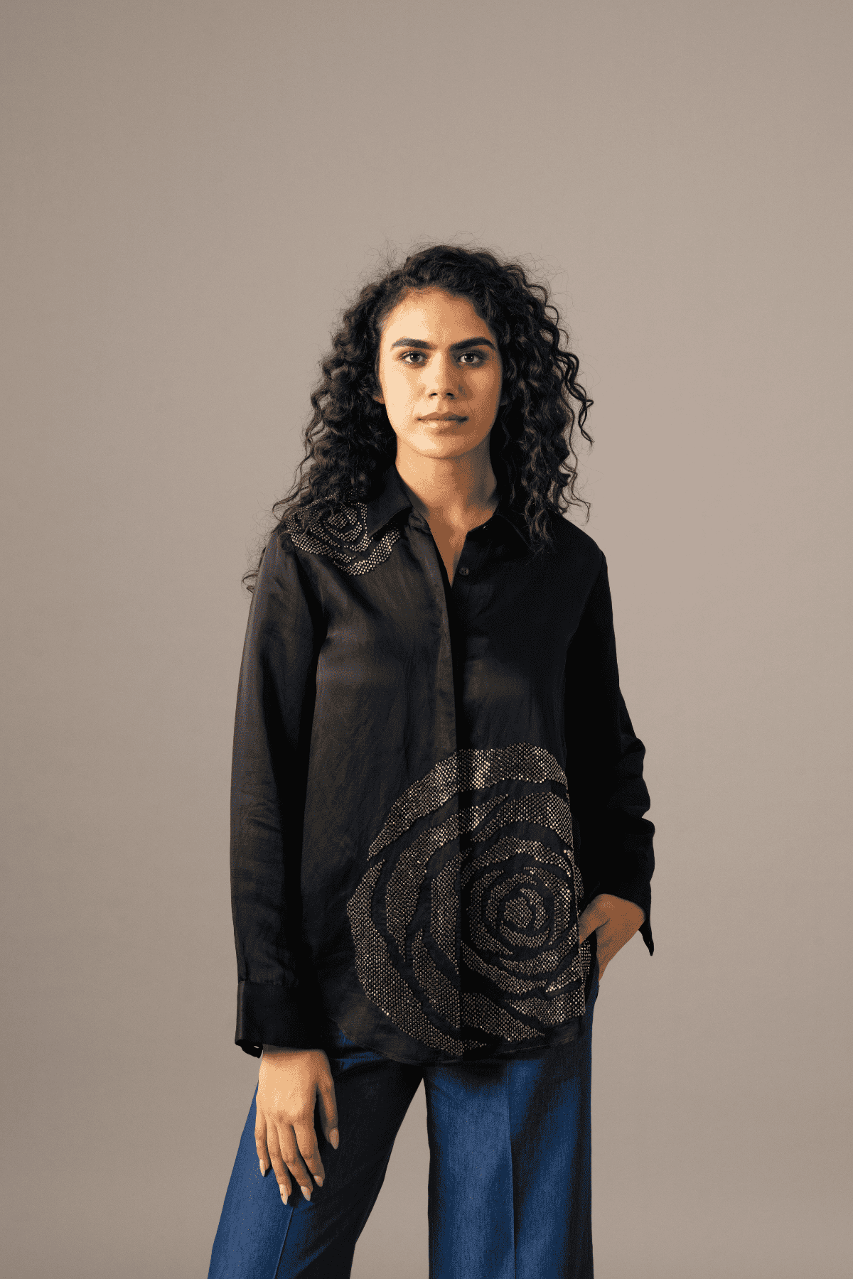 Namrata Joshipura Rosette Full Sleeve Shirt indian designer wear online shopping melange singapore 