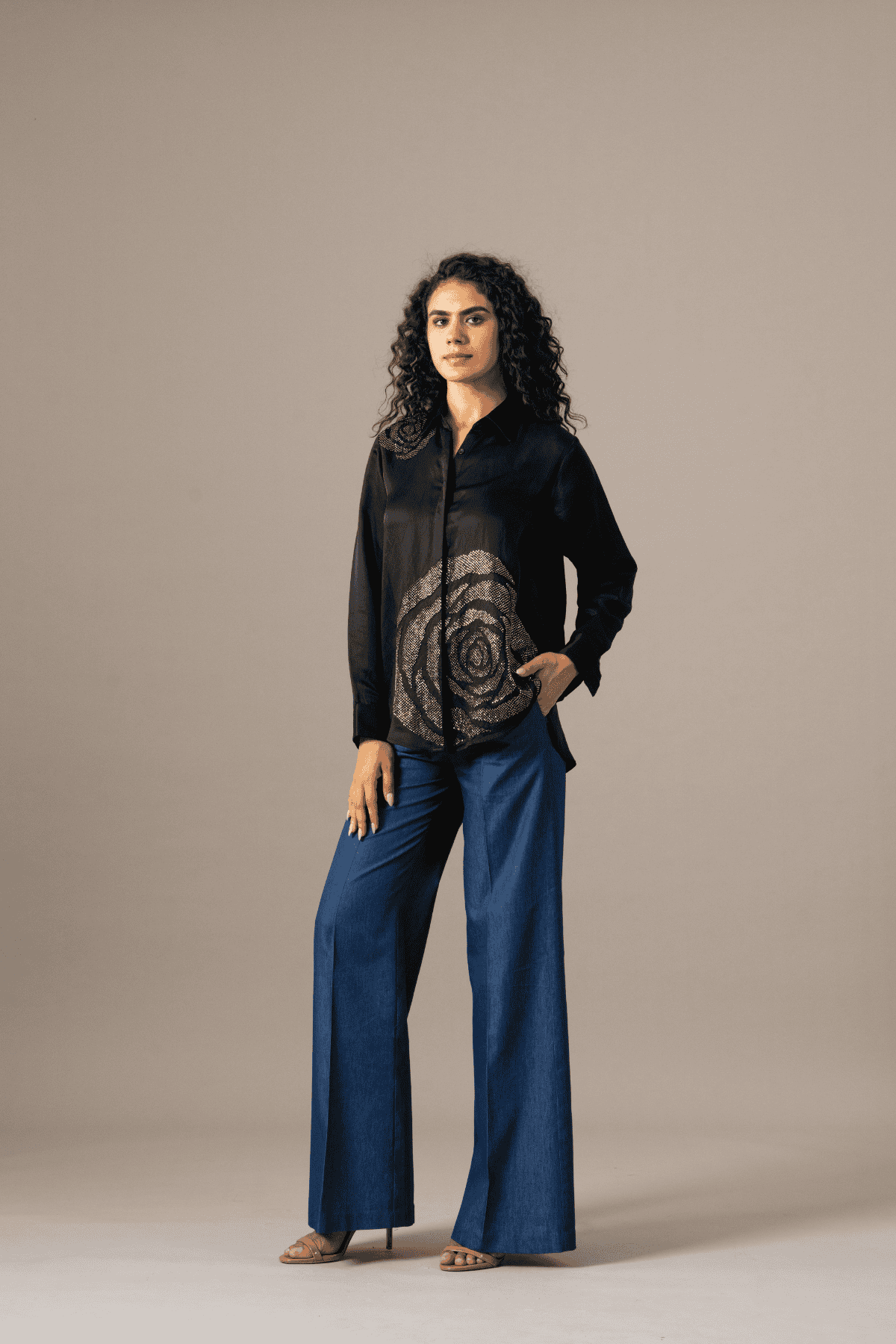 Namrata Joshipura Rosette Full Sleeve Shirt indian designer wear online shopping melange singapore 