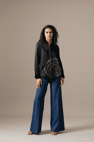 Namrata Joshipura Rosette Full Sleeve Shirt indian designer wear online shopping melange singapore 