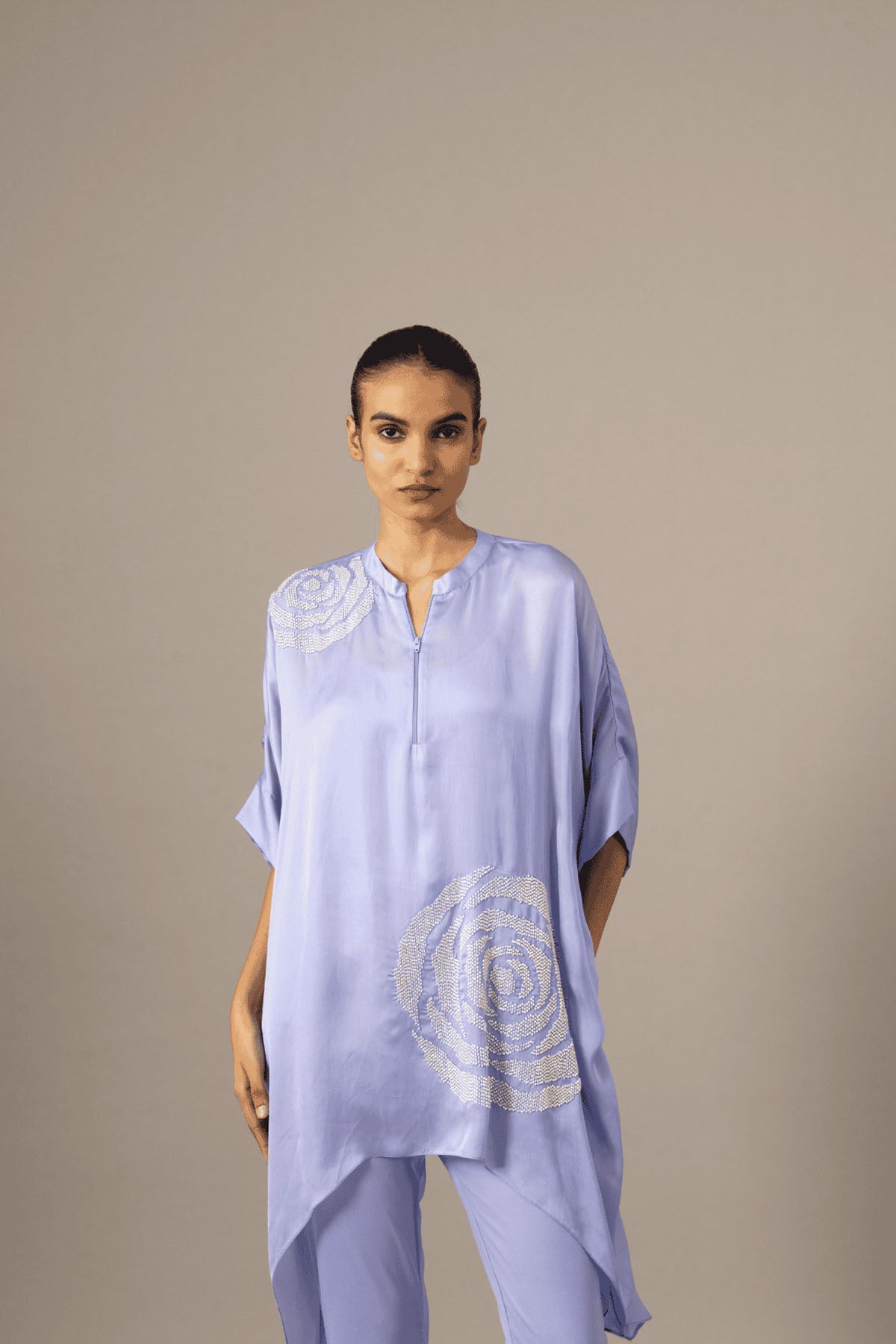 Namrata Joshipura Rosette Zipper Handkerchief Tunic indian designer wear online shopping melange singapore 