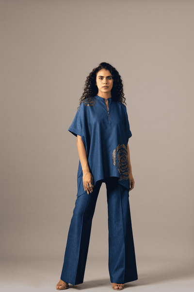 Namrata Joshipura Rosette Zipper Handkerchief Tunic indian designer wear online shopping melange singapore 