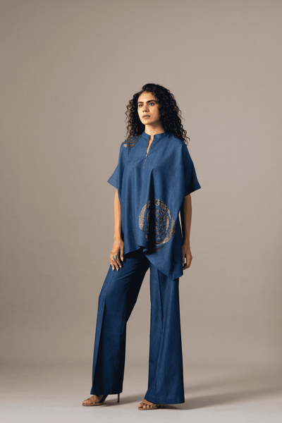 Namrata Joshipura Rosette Zipper Handkerchief Tunic indian designer wear online shopping melange singapore 