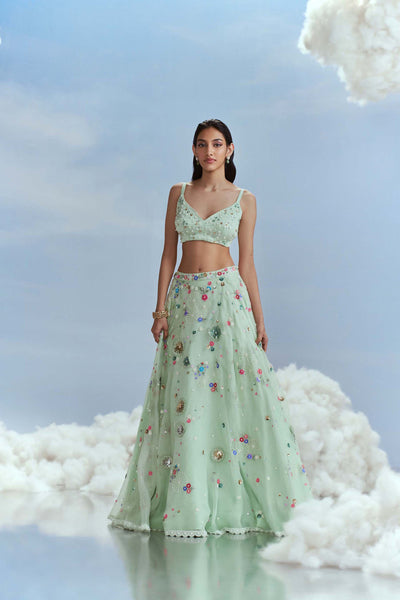 Nachiket Barve Lunar Blossom Lehenga Set indian designer wear online shopping melange singapore