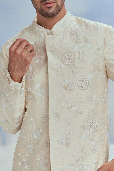 Nachiket Barve Menswear Mehtab Bagh Jaal Short Sherwani indian designer wear online shopping melange singapore