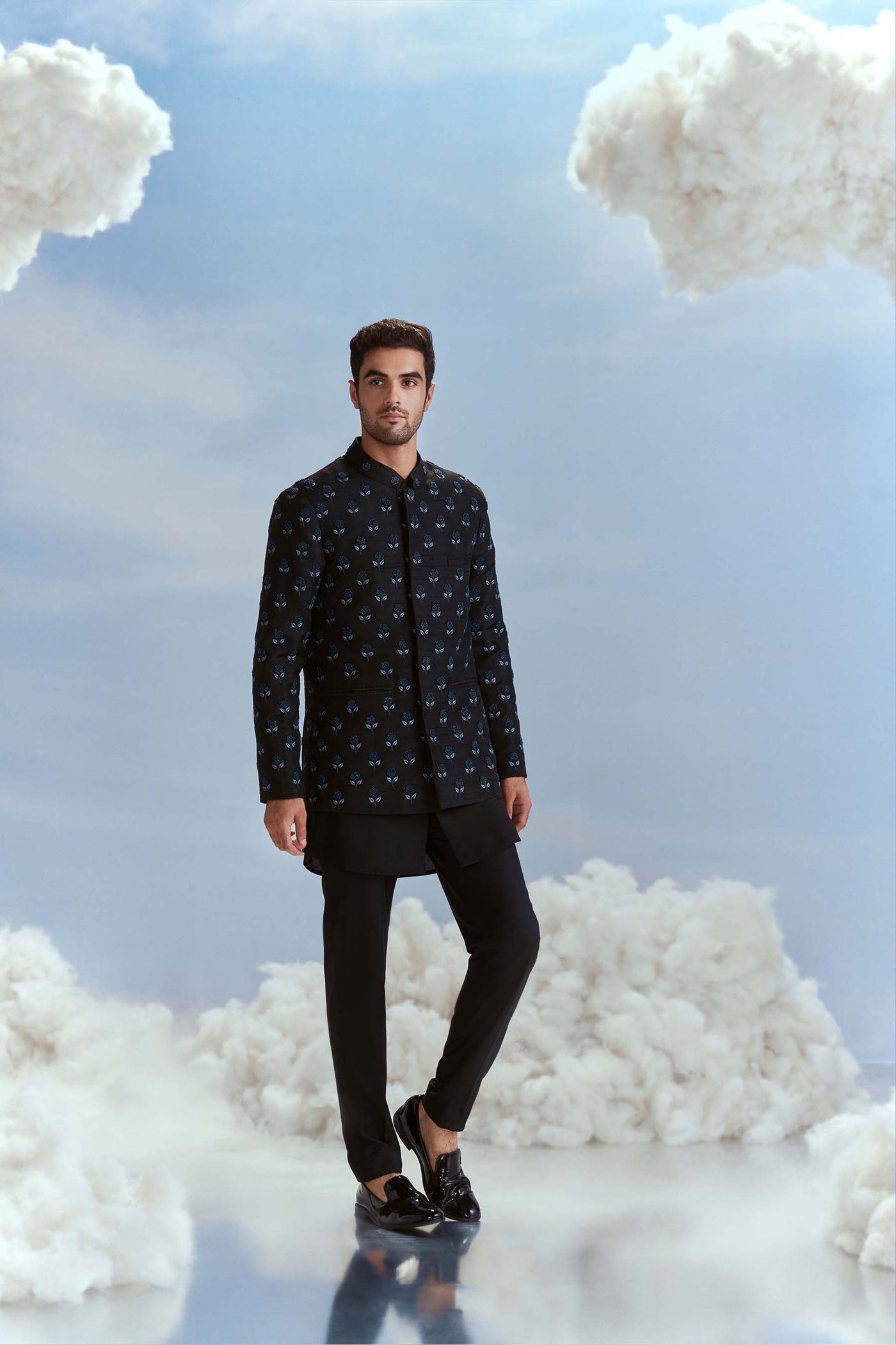 Nachiket Barve Menswear Pearl Nawab Boota Bandhgala Set indian designer wear online shopping melange singapore