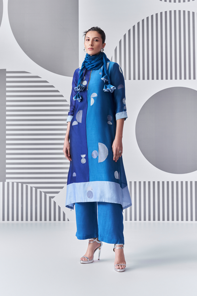 Bauhaus Color Blocked Kurta and Scarf with Palazzos Melange Singapore Online Shopping Indian Designer Wear