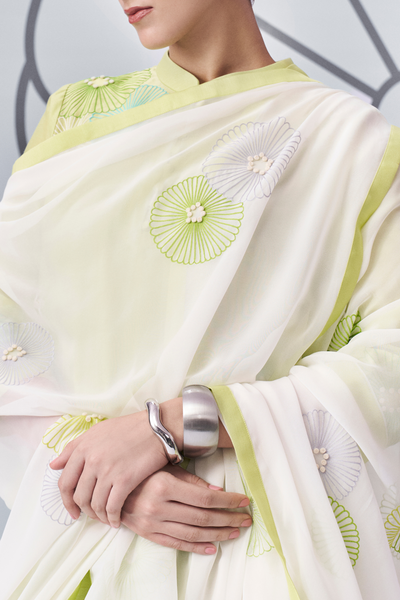 Chrysanthemum Felt Applique Kurta with Chrysanthemum Dupatta and Pants Melange Singapore Online Shopping Indian Designer Wear