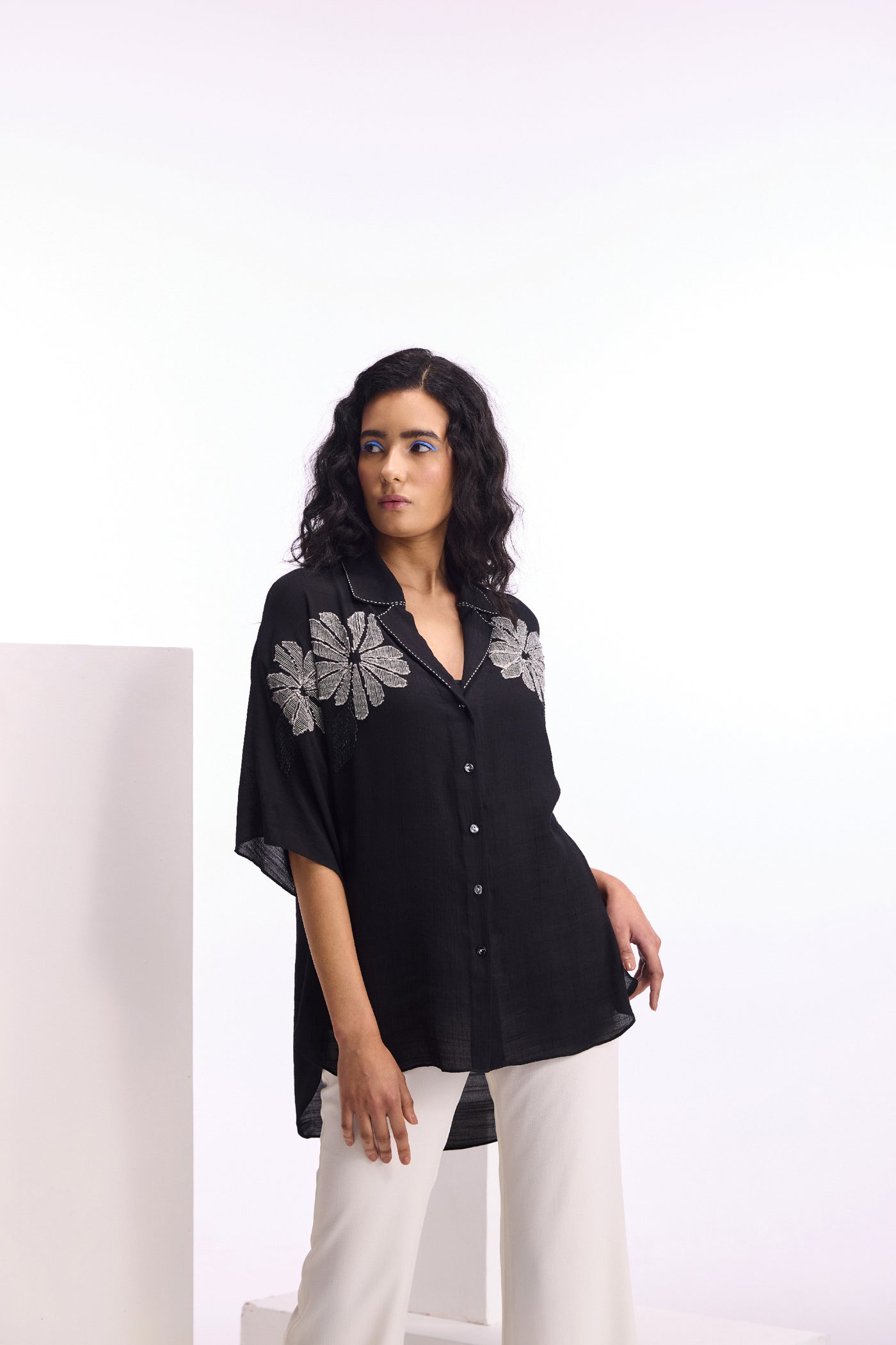 Namrata Joshipura Alder Wide Collar Shirt indian designer wear online shopping melange singapore