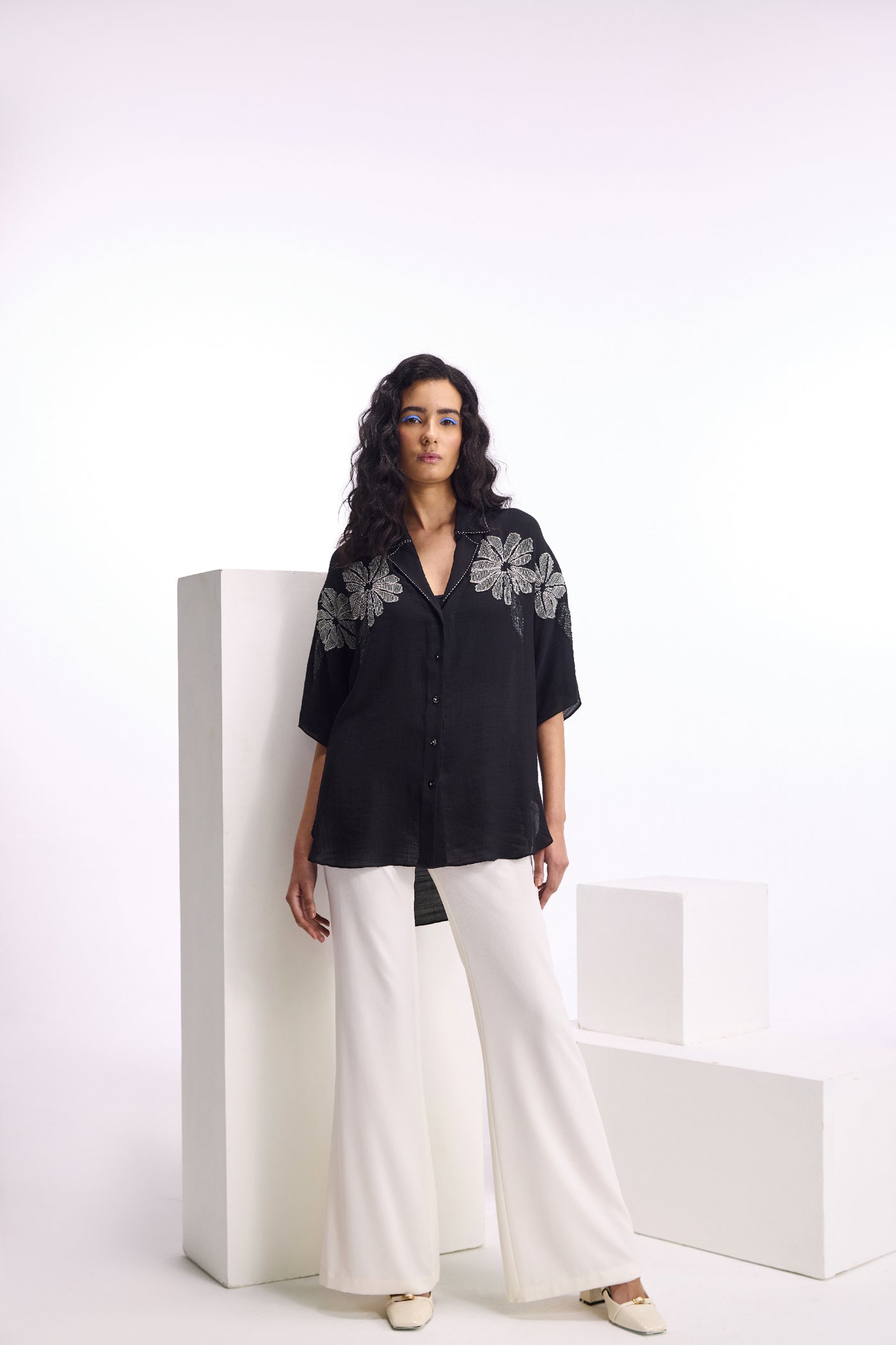 Namrata Joshipura Alder Wide Collar Shirt indian designer wear online shopping melange singapore