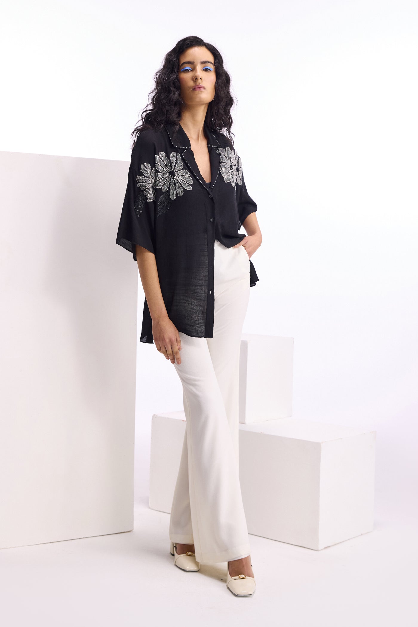 Namrata Joshipura Alder Wide Collar Shirt indian designer wear online shopping melange singapore