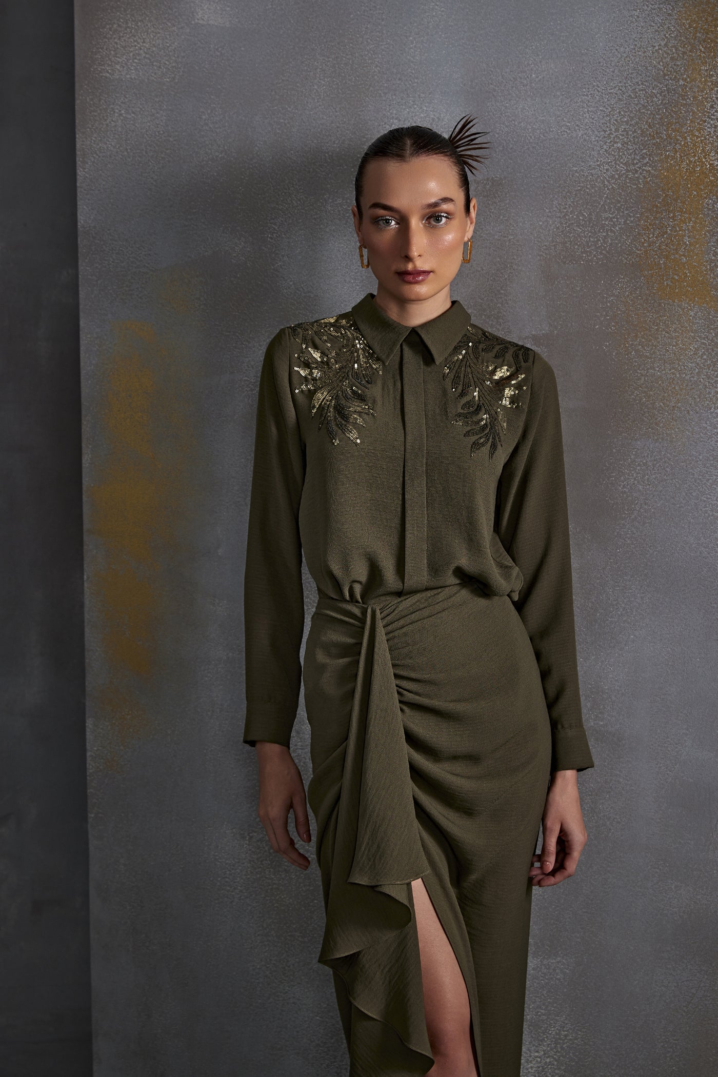 Namrata Joshipura Autumn Fern Boxy Shirt Indian designer wear online shopping melange singapore