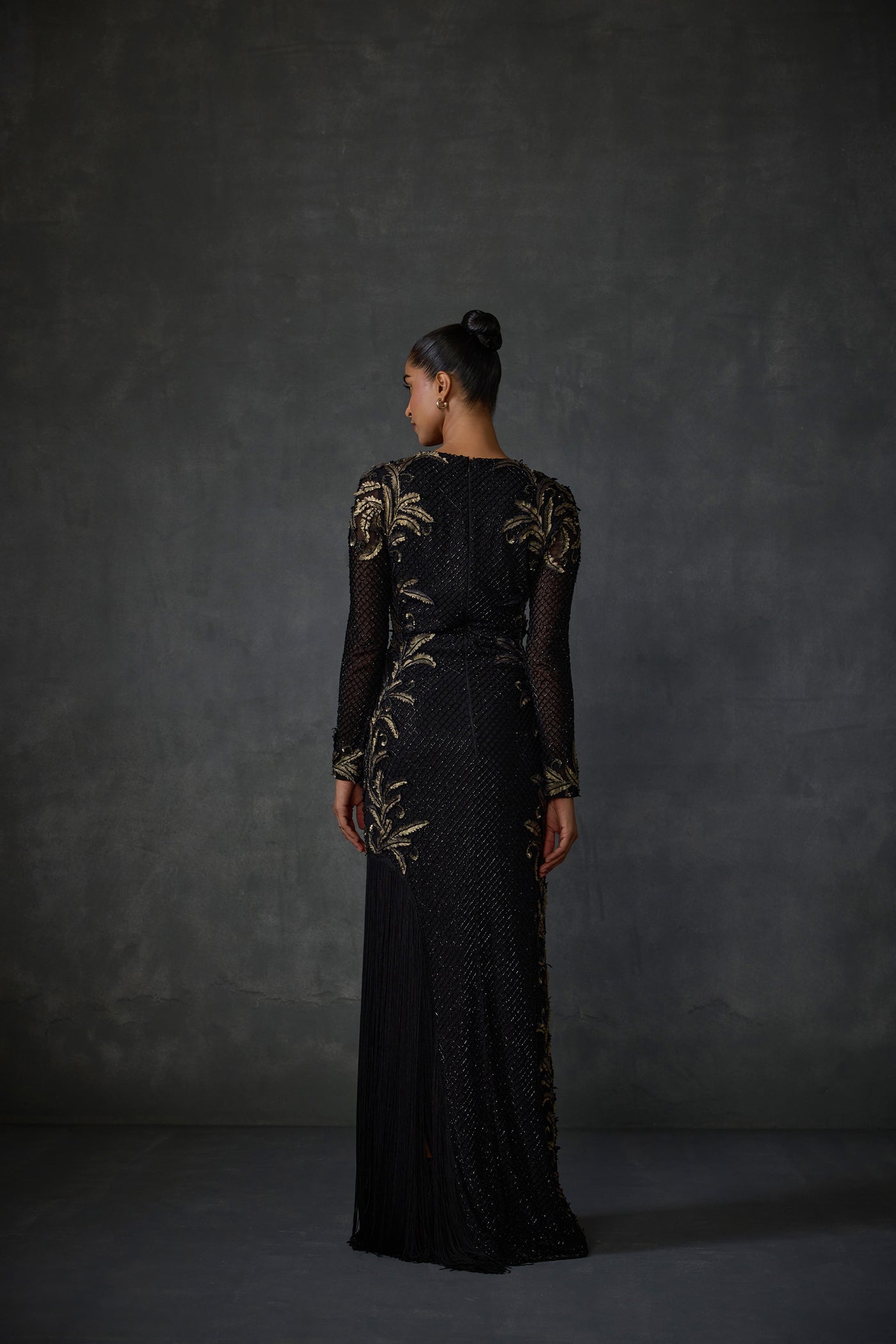 Namrata Joshipura Autumn Fern Side Fringe Gown indian designer wear online shopping melange singapore
