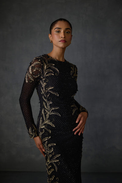 Namrata Joshipura Autumn Fern Side Fringe Gown indian designer wear online shopping melange singapore
