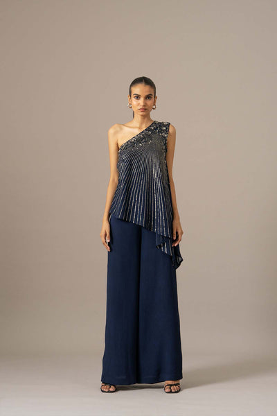 Namrata Joshipura Baroque One Shoulder Jumpsuit indian designer wear online shopping melange singapore 
