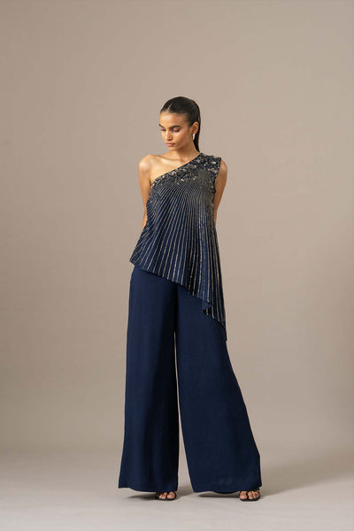 Namrata Joshipura Baroque One Shoulder Jumpsuit indian designer wear online shopping melange singapore 