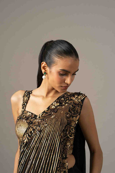Namrata Joshipura Baroque Saree With Embroidered Blouse indian designer wear online shopping melange singapore 