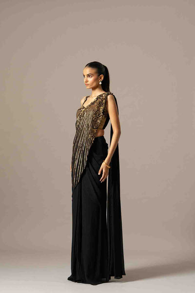 Namrata Joshipura Baroque Saree With Embroidered Blouse indian designer wear online shopping melange singapore 