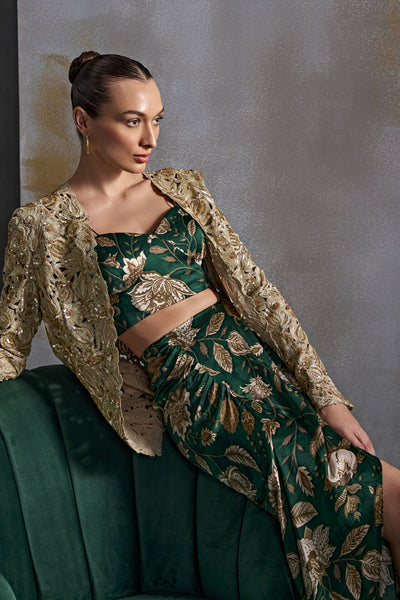 Namrata Joshipura Bell Flower Jacket Set Indian designer wear online shopping melange singapore