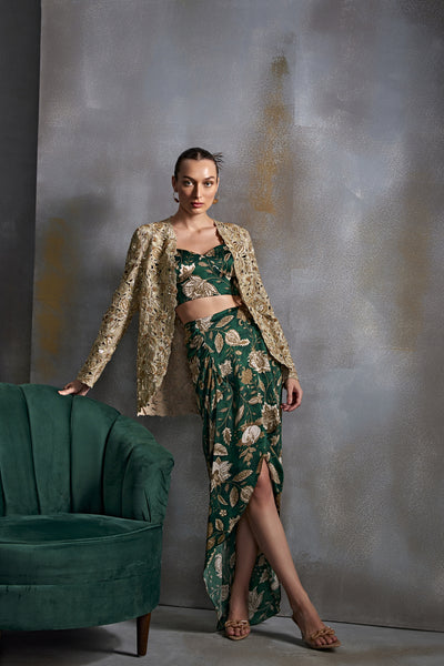 Namrata Joshipura Bell Flower Jacket Set Indian designer wear online shopping melange singapore