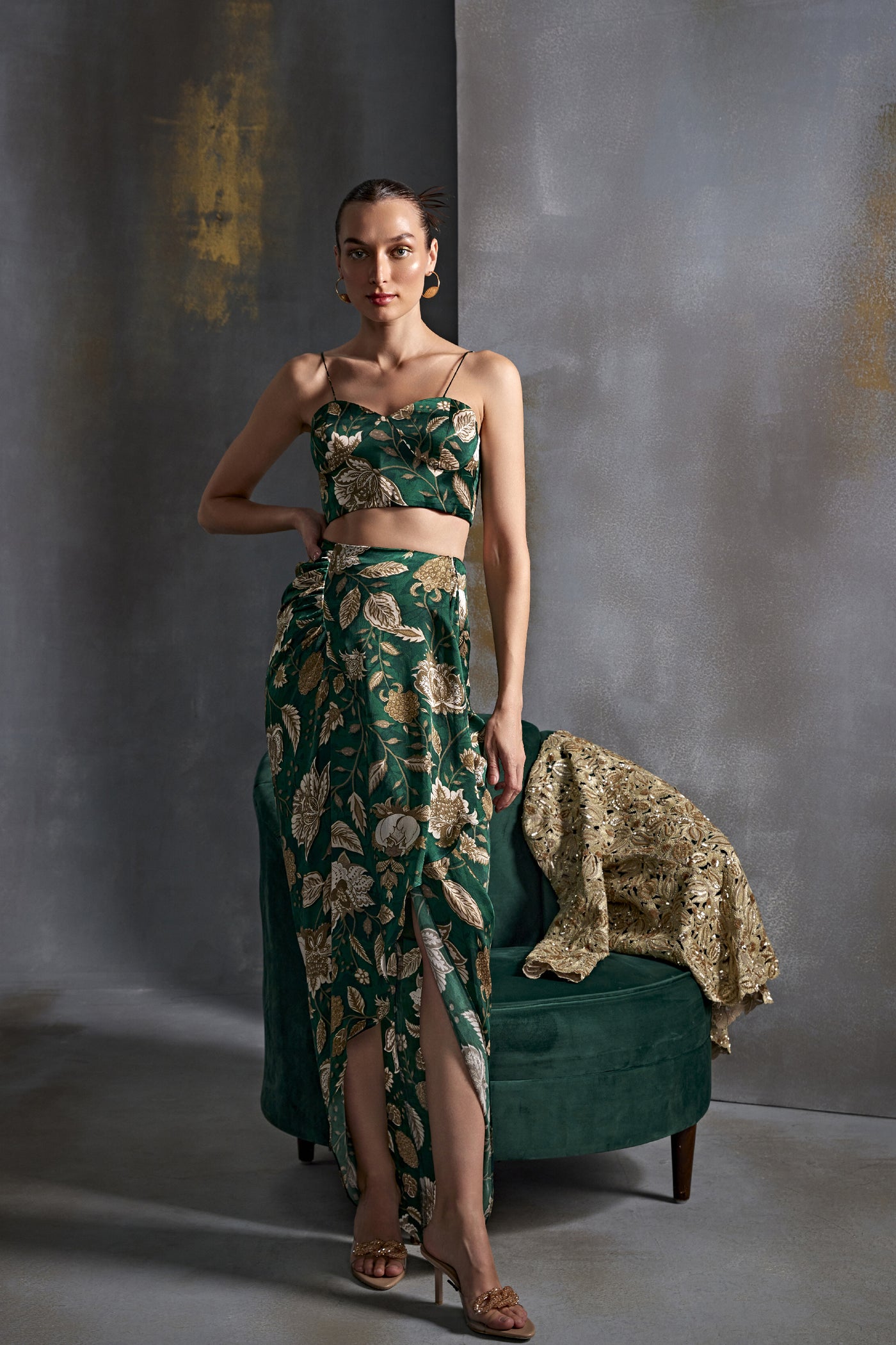 Namrata Joshipura Bell Flower Jacket Set Indian designer wear online shopping melange singapore