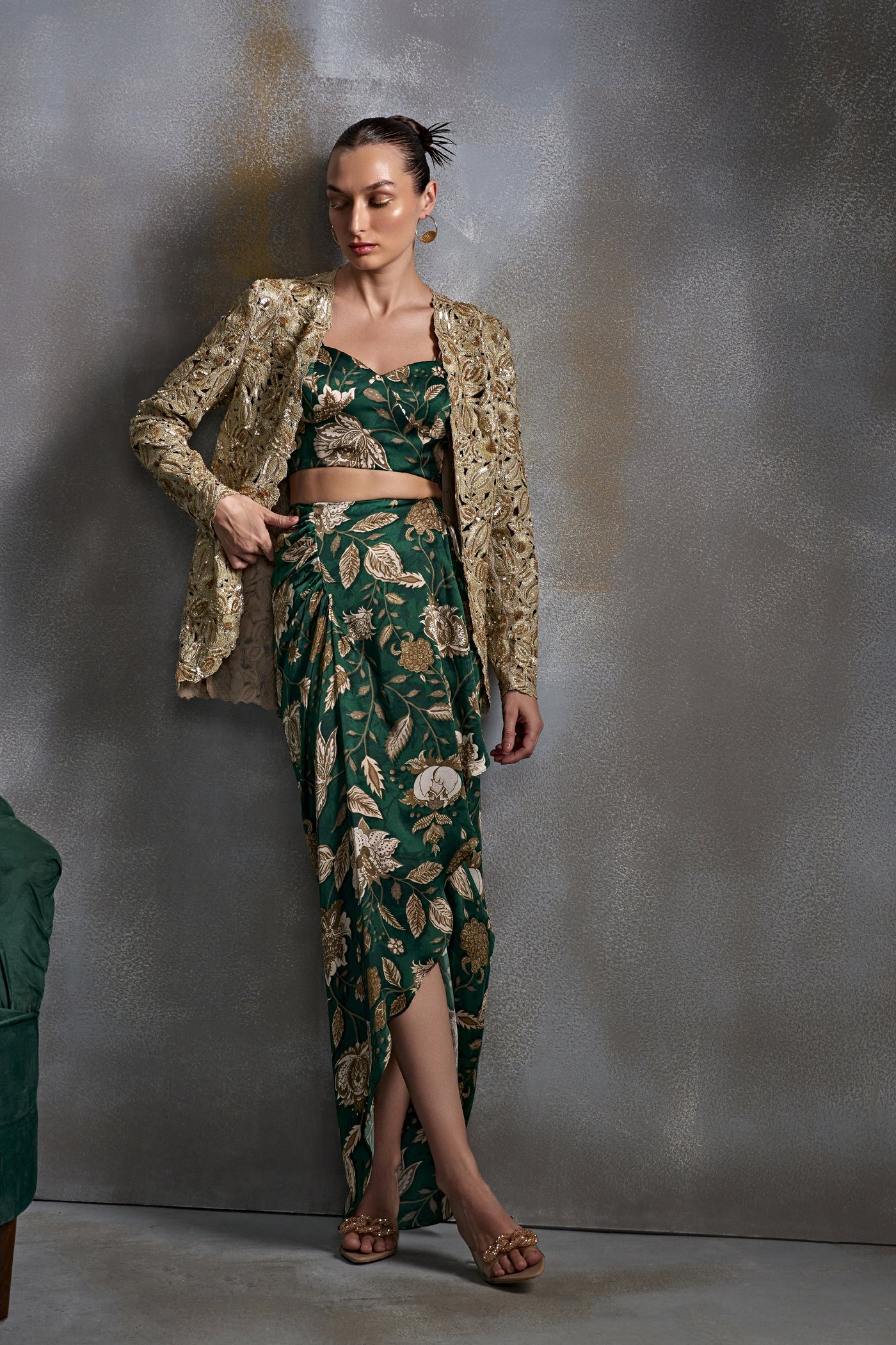 Namrata Joshipura Bell Flower Jacket Set Indian designer wear online shopping melange singapore