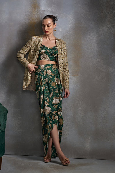 Namrata Joshipura Bell Flower Jacket Set Indian designer wear online shopping melange singapore