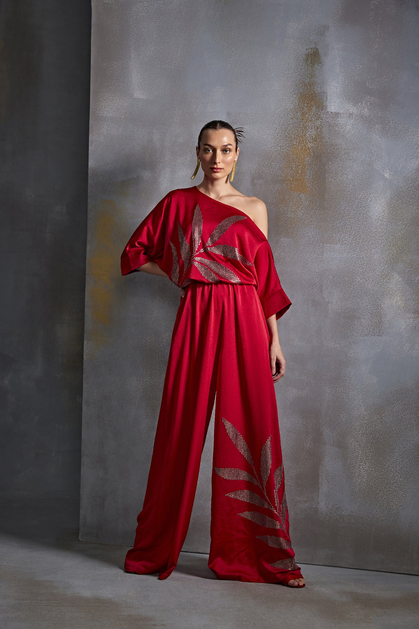 Namrata Joshipura Calathea Drop Shoulder Jumpsuit Indian designer wear online shopping melange singapore