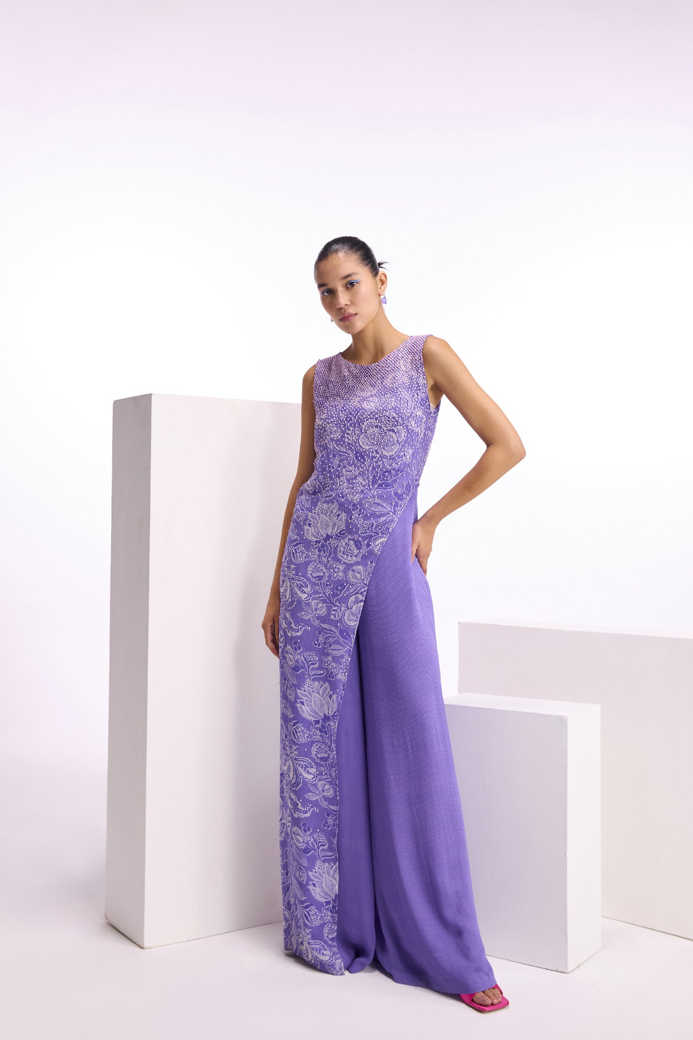 Namrata Joshipura Cerelia Asymmetric Overlap  Jumpsuit indian designer wear online shopping melange singapore