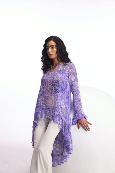 Namrata Joshipura Cerelia Frill Long Back Tunic indian designer wear online shopping melange singapore