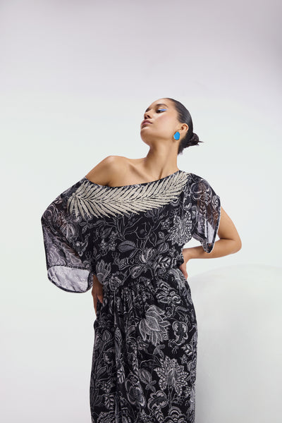 Namrata Joshipura Cerellia Fern Drop Shoulder Dress indian designer wear online shopping melange singapore