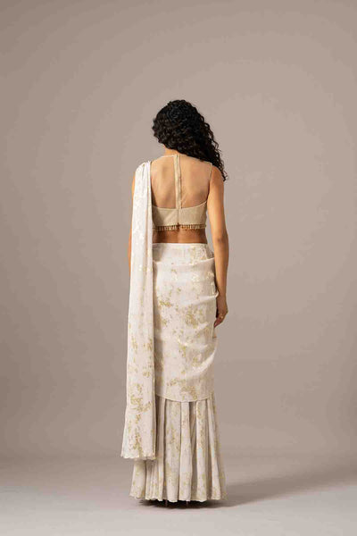 Namrata Joshipura Chevron Dust Blouse With Mermaid Drape Saree indian designer wear online shopping melange singapore 