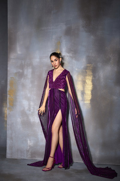 Namrata Joshipura Cordelia Side Slit Gown Indian designer wear online shopping melange singapore