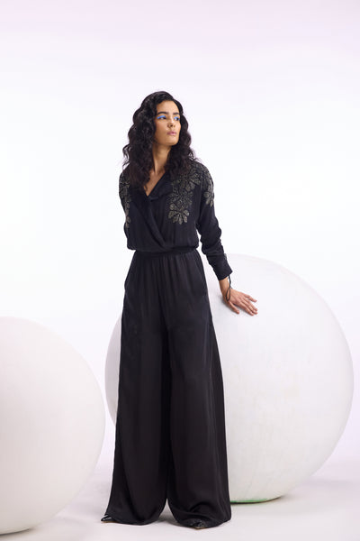Namrata Joshipura Cosmos Wide Collared Jumpsuit indian designer wear online shopping melange singapore
