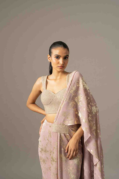 Namrata Joshipura Diamond Dust Blouse With Draped Saree indian designer wear online shopping melange singapore 