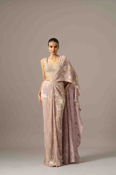 Namrata Joshipura Diamond Dust Blouse With Draped Saree indian designer wear online shopping melange singapore 