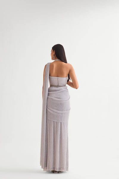 Namrata Joshipura Everly Halter Blouse With Draped Saree indian designer wear online shopping melange singapore