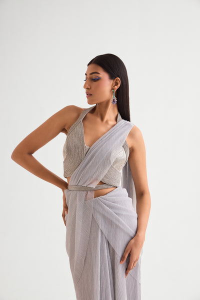 Namrata Joshipura Everly Halter Blouse With Draped Saree indian designer wear online shopping melange singapore