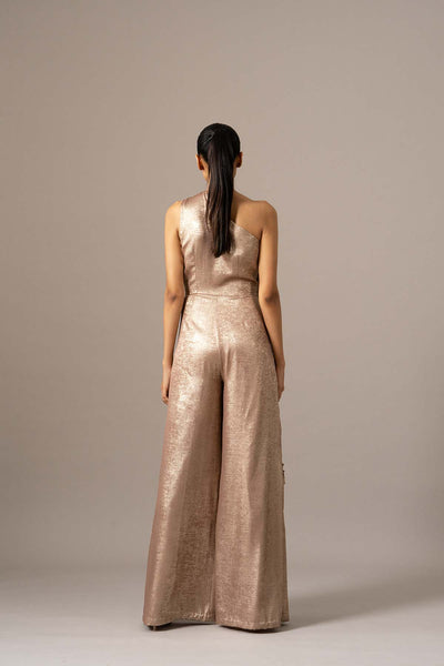 Namrata Joshipura Fern Applique One Shoulder Jumpsuit indian designer wear online shopping melange singapore 