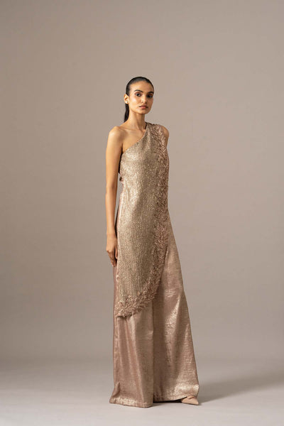 Namrata Joshipura Fern Applique One Shoulder Jumpsuit indian designer wear online shopping melange singapore 