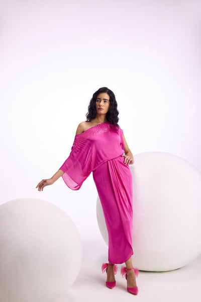 Namrata Joshipura Fern One Off Shoulder Dress indian designer wear online shopping melange singapore