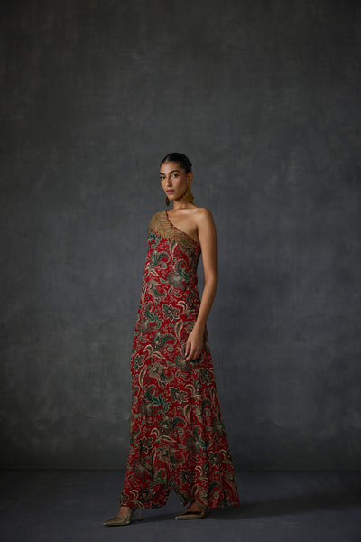 Namrata Joshipura Fern Paisley One Offshoulder Jumpsuit indian designer wear online shopping melange singapore