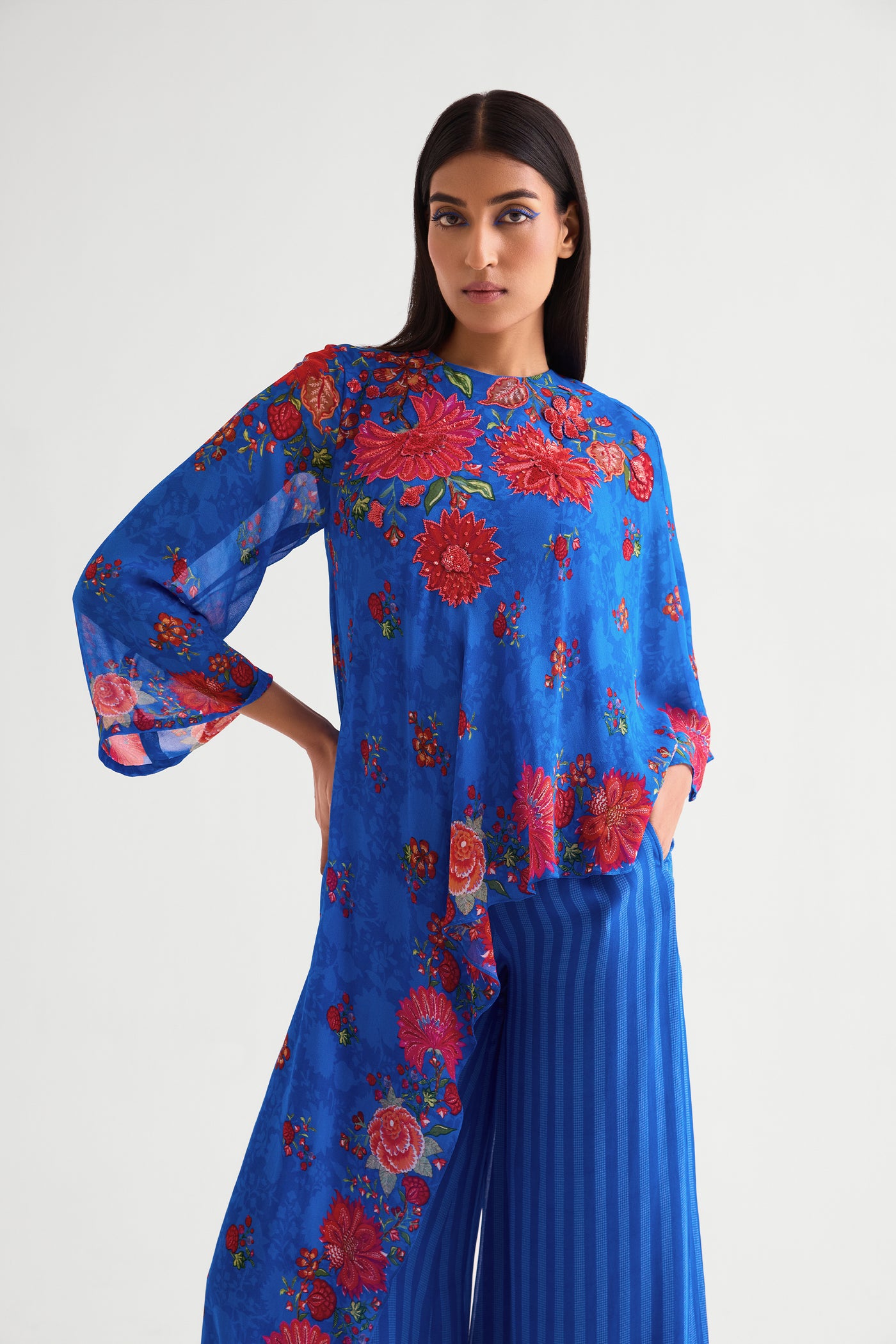 Namrata Joshipura Floret Asymetric Panel Co-ord Set indian designer wear online shopping melange singapore