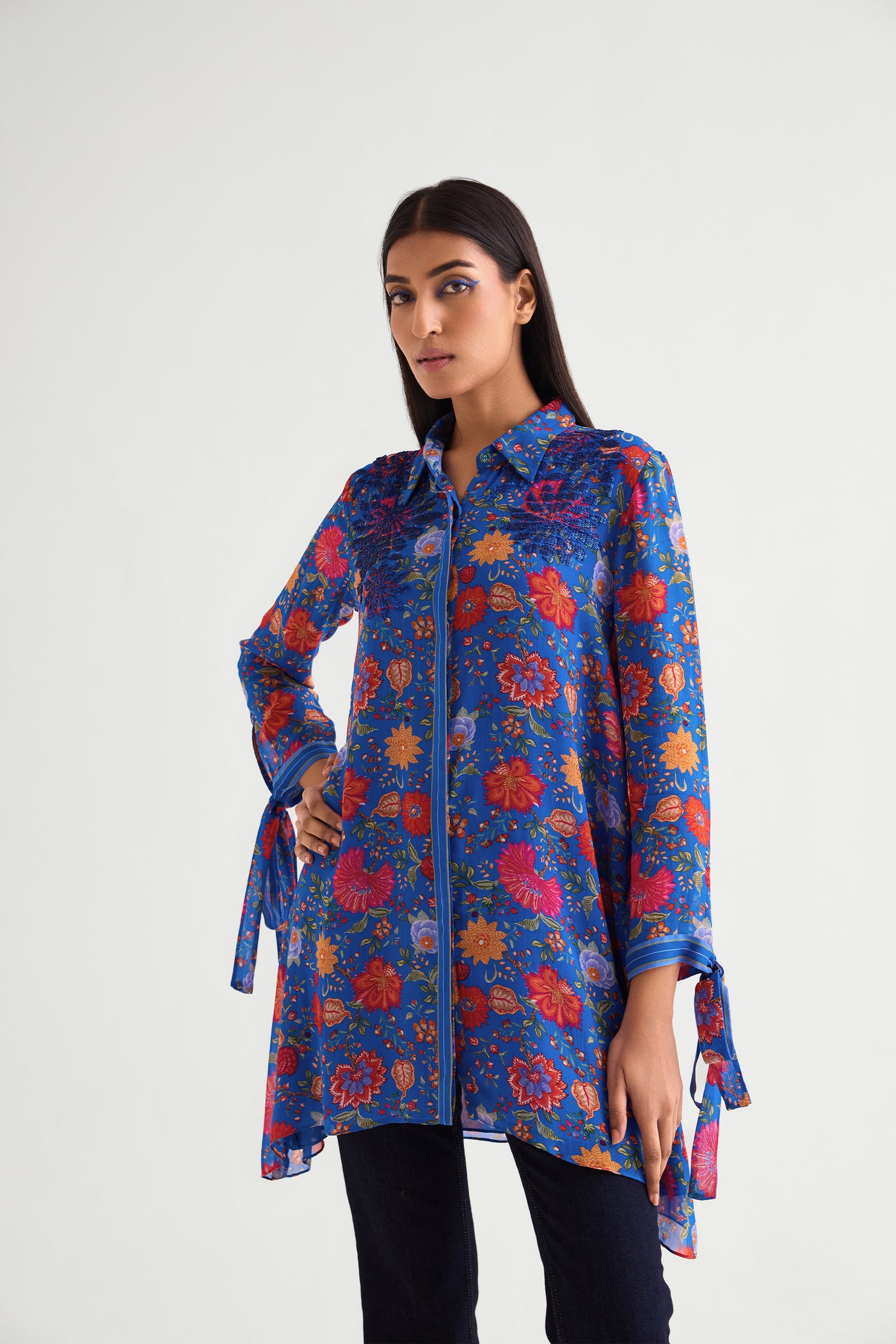 Namrata Joshipura Floret Boxy Shirt Tunic indian designer wear online shopping melange singapore