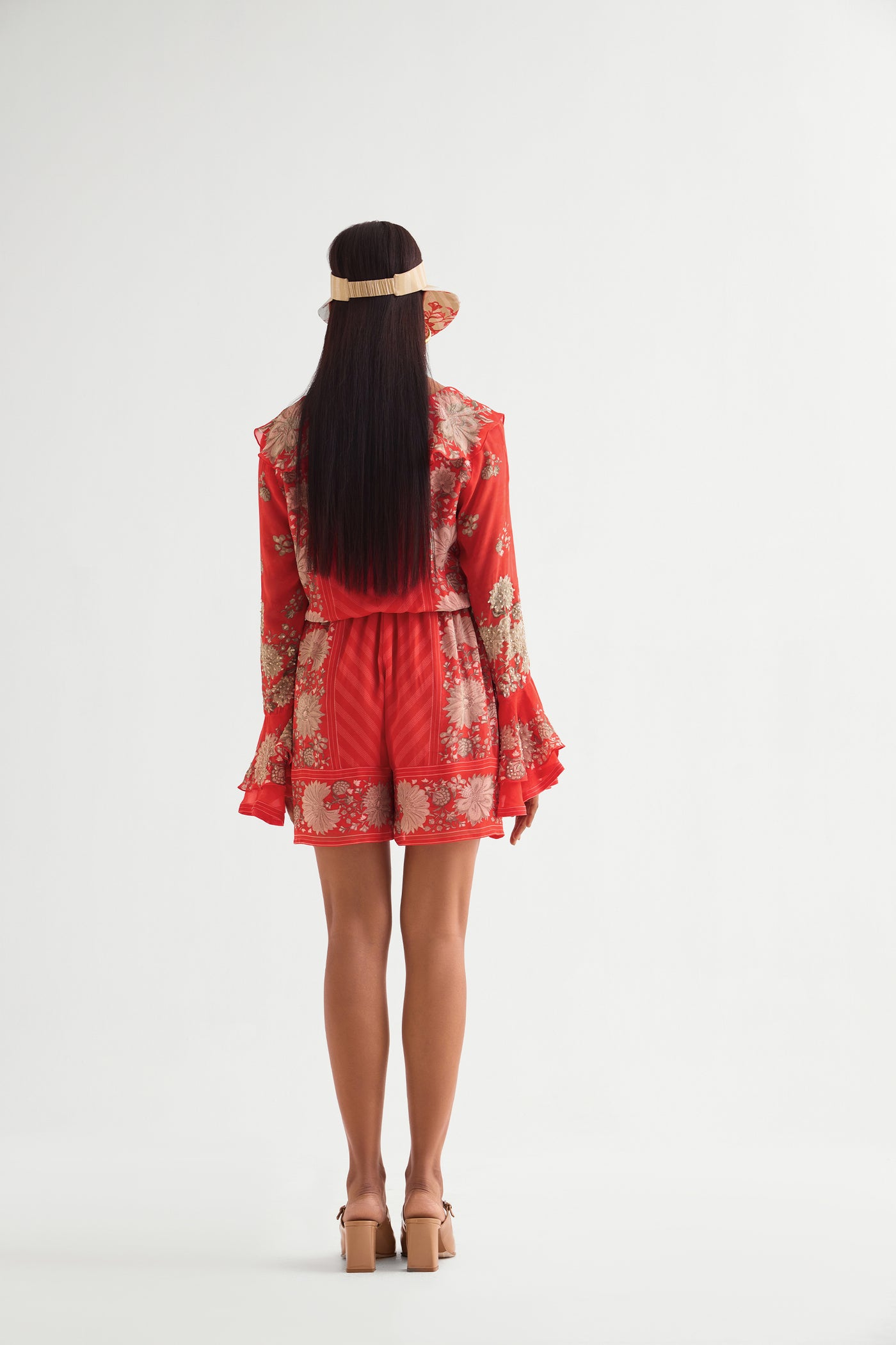 Namrata Joshipura Floret Frill Sleeve Romper indian designer wear online shopping melange singapore
