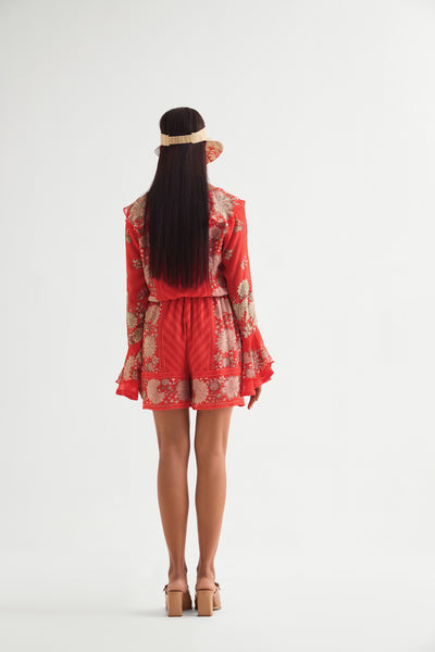 Namrata Joshipura Floret Frill Sleeve Romper indian designer wear online shopping melange singapore