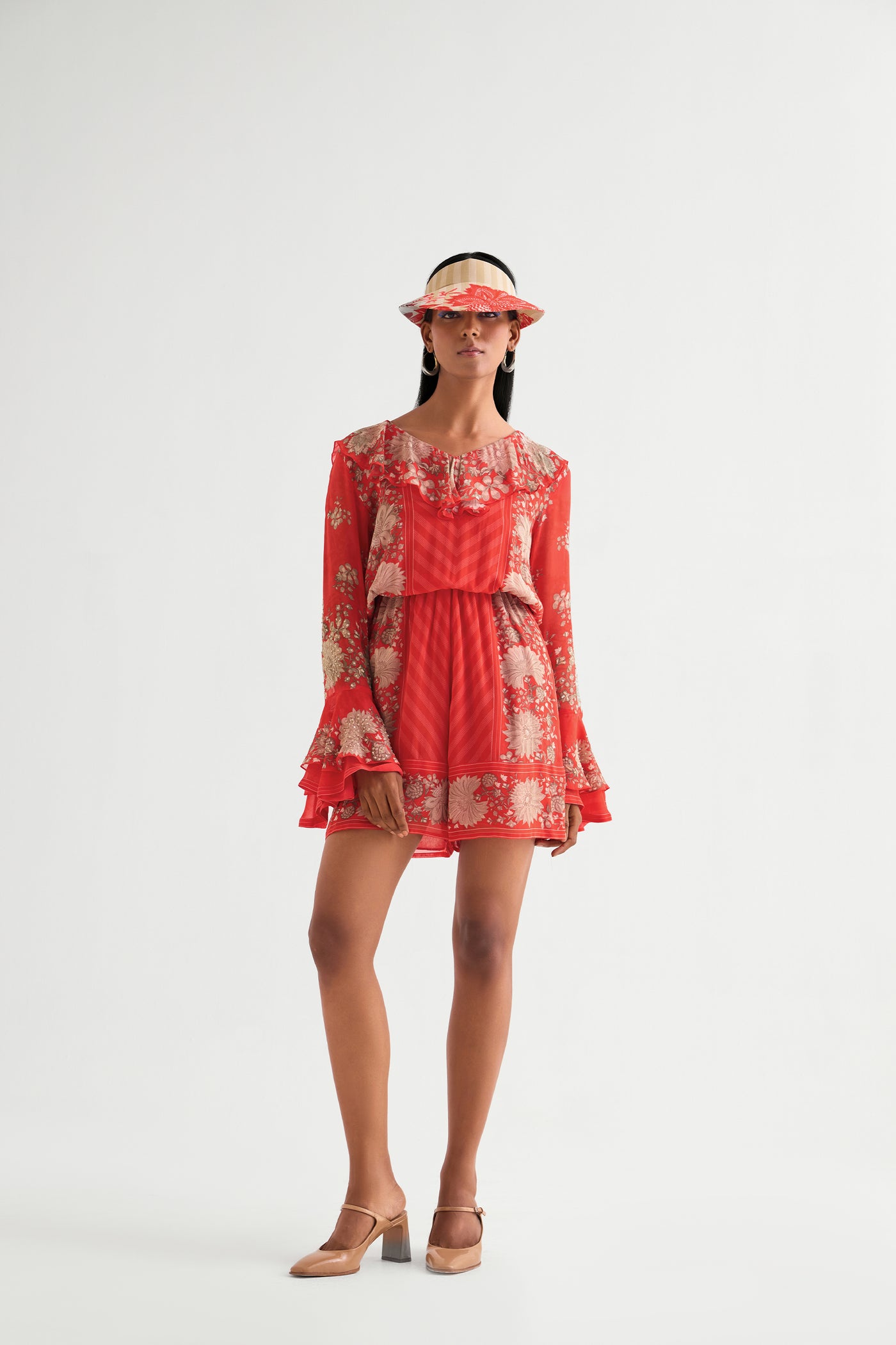Namrata Joshipura Floret Frill Sleeve Romper indian designer wear online shopping melange singapore