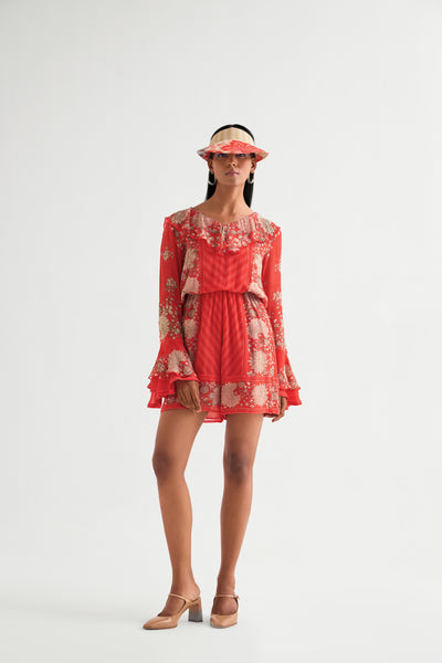 Namrata Joshipura Floret Frill Sleeve Romper indian designer wear online shopping melange singapore